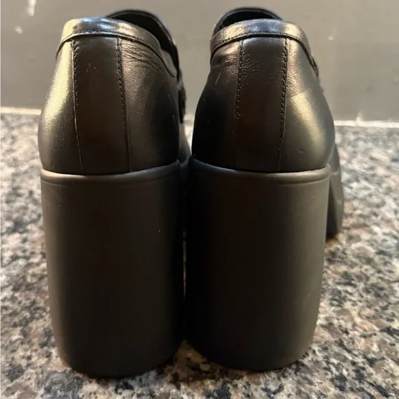 Free People Black Leather Platform Loafers Size 10 - Picture 3 of 5